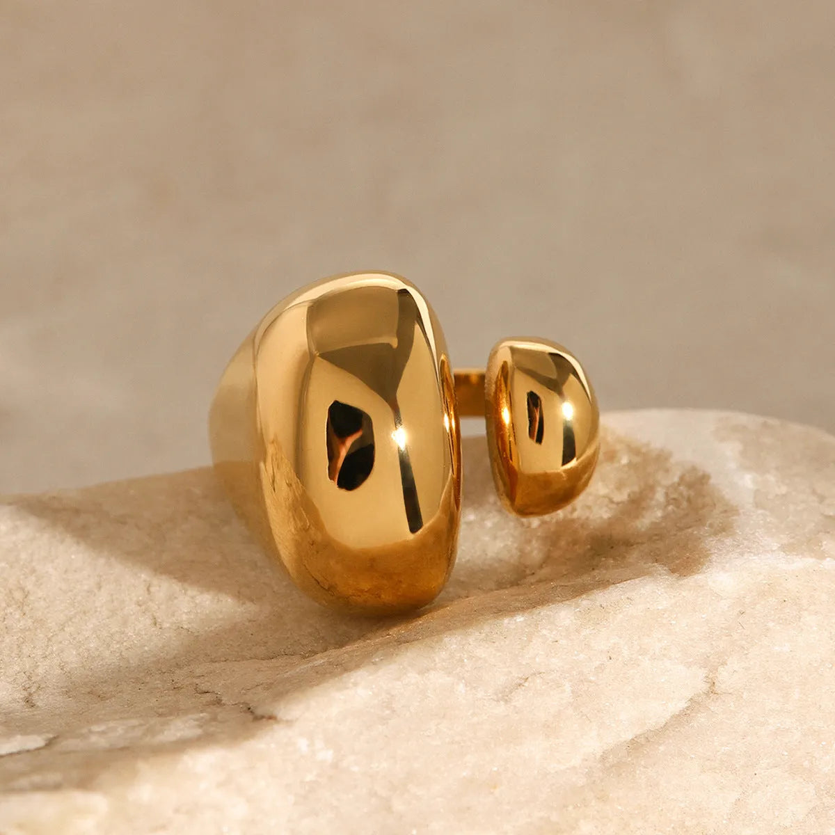 Women's stainless steel geometric open ring with electroplated JDR2405081 finish