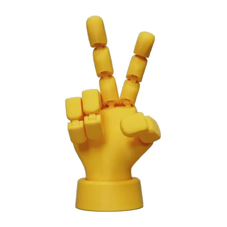 Yellow PLA plastic hand props with movable joints for cosplay and display decoration