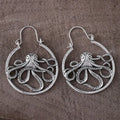 Vintage alloy octopus earrings in antique silver colour with detailed animal modelling