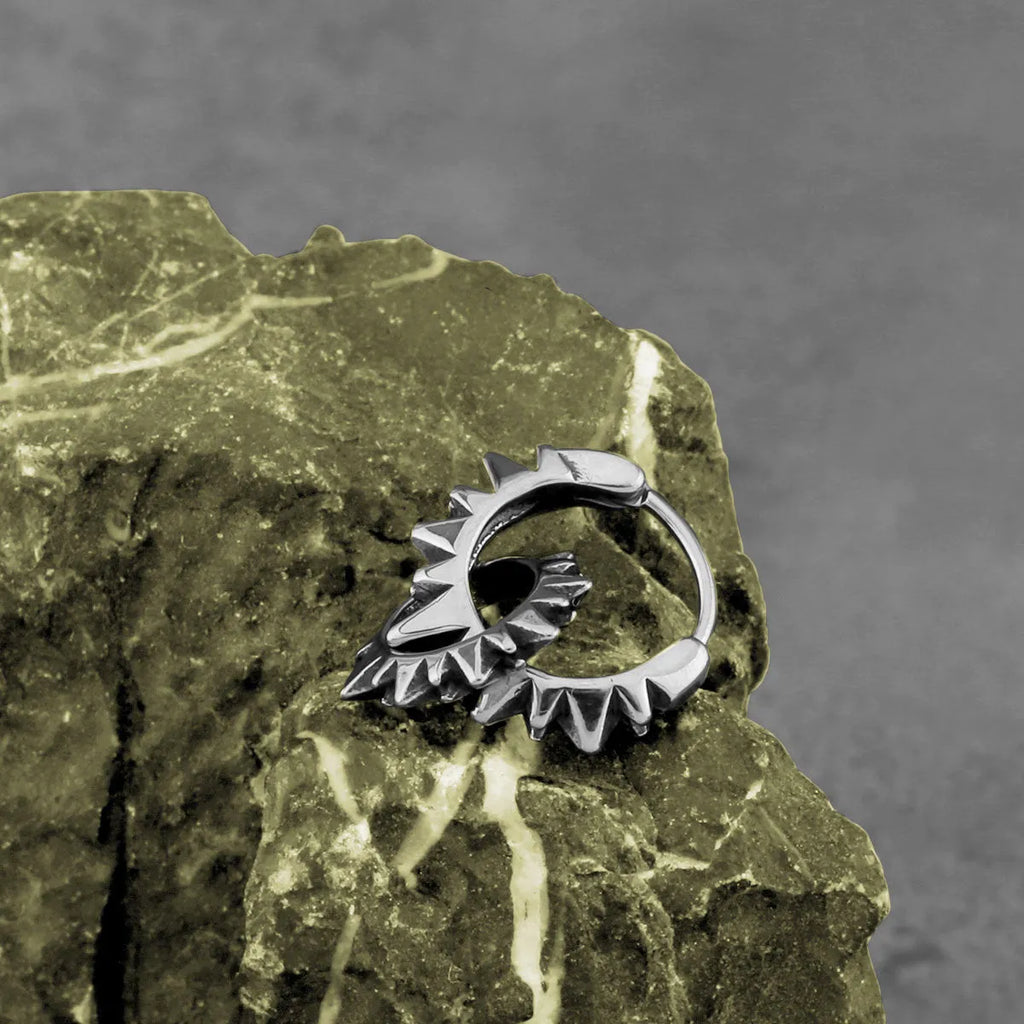 Stainless steel round ring earrings with polished finish in steel colour