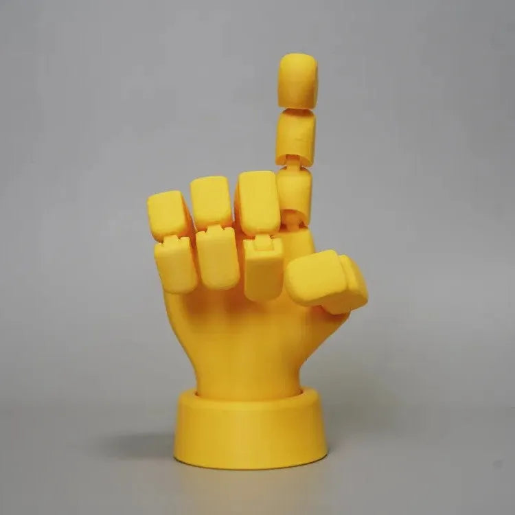Yellow PLA plastic hand props with movable joints for cosplay and display decoration