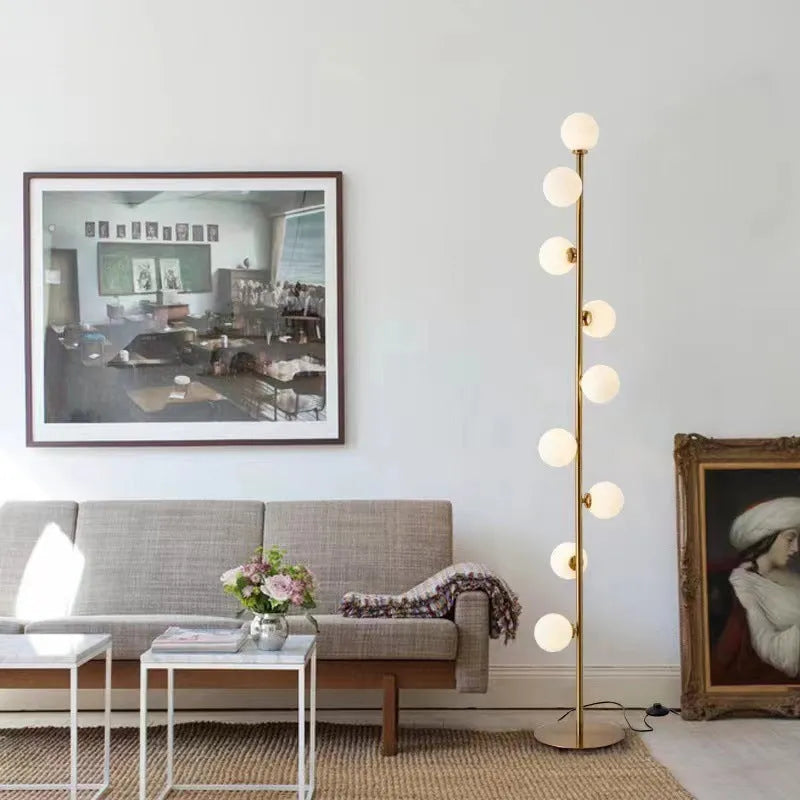 Modern Nordic floor lamp with iron base and marble foundation, 154cm tall with 23cm diameter