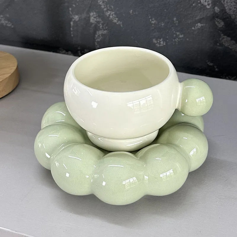 Ceramic coffee set with cup and dish in Nordic simple style design