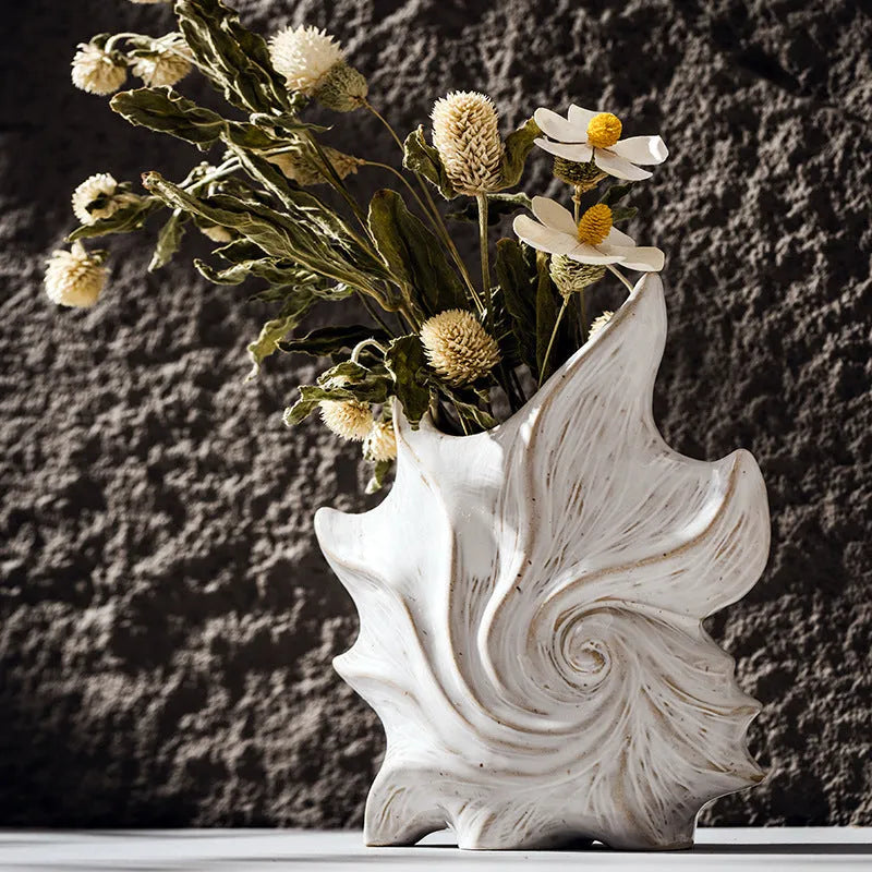 French art ceramic vase with coloured glaze in European retro style, hexagon or round shape