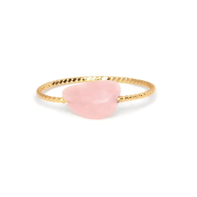 Women's coloured agate ring with geometric design showing natural stone variations