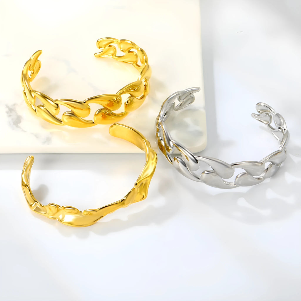 Stainless steel European style women's bracelet in rose gold and silver tone options