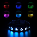 Creative dog luminous collar with multi-colour LED paw print design on adjustable polyester band