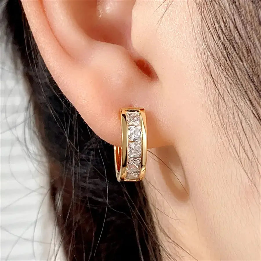 Geometric quadrilateral copper earrings for women in gold or silver colour