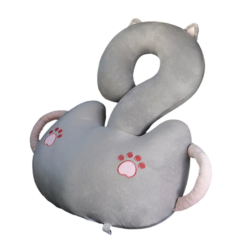 65cm square cartoon animal cushion pillow showing six design options including capybara, cat, dinosaur and rabbit