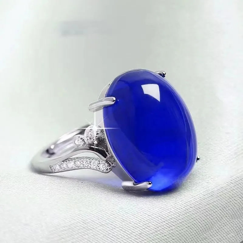 Adjustable geometric sapphire alloy ring in black, blue, green, red, or yellow colours