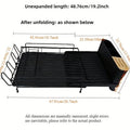Retractable kitchen dish drain rack with cutlery and cup holder in carbon steel