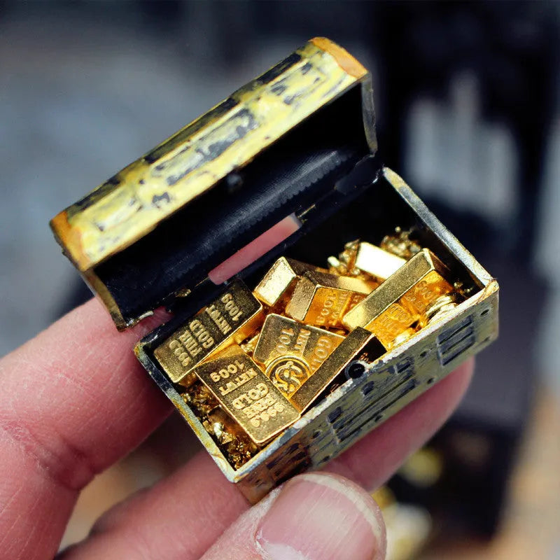 Alloy gold coin treasure box miniature doll house accessories with gold bars and ingots