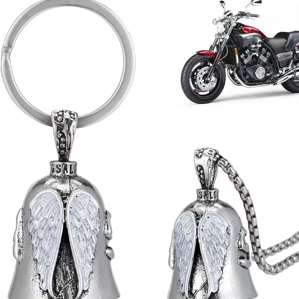 Vintage angel feather keychain and necklace set in white alloy with wings design