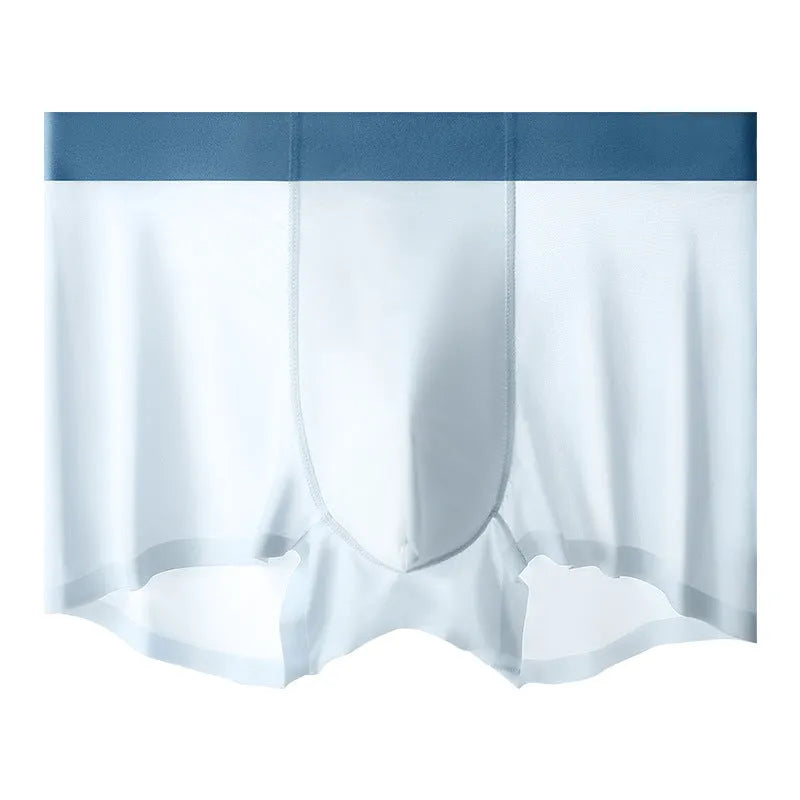 Ice Silk men's graphene antibacterial seamless shorts in bean green colour