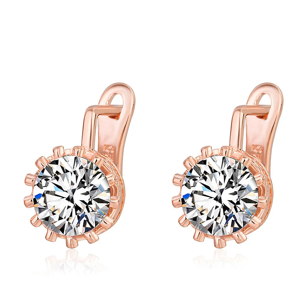 Korean retro crown ear clips in rose gold or white gold colour on copper base