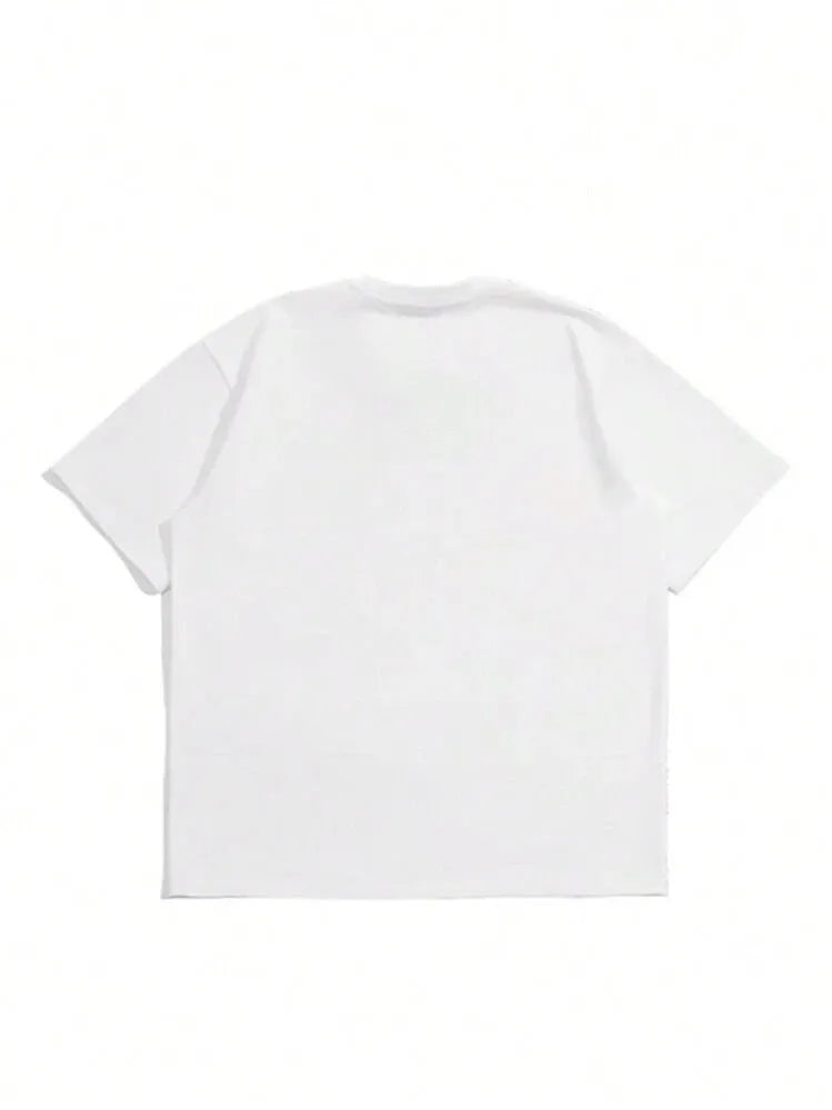Men's pure cotton short sleeve T-shirt in Japanese retro style, solid colour design