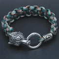 Stainless steel wolf head zodiac bracelet with retro styling and camouflage colour option