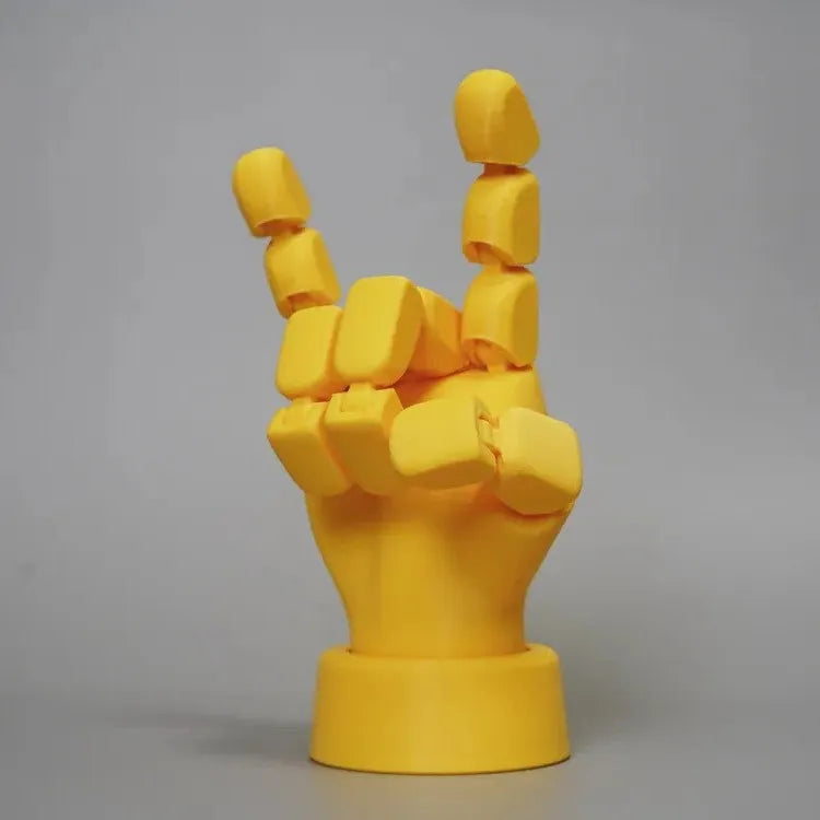 Yellow PLA plastic hand props with movable joints for cosplay and display decoration