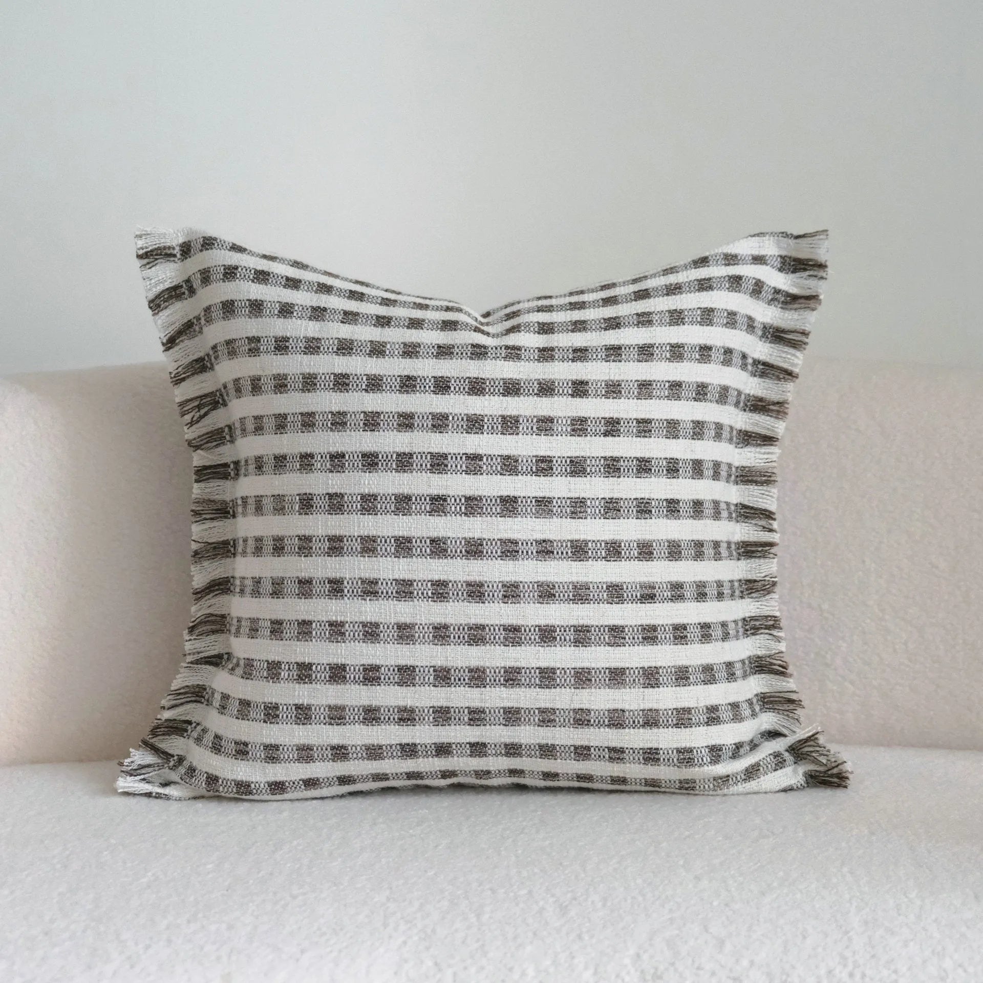 Coffee brown Chinese classical style decorative pillow cushion with stripe pattern in 45x45cm size