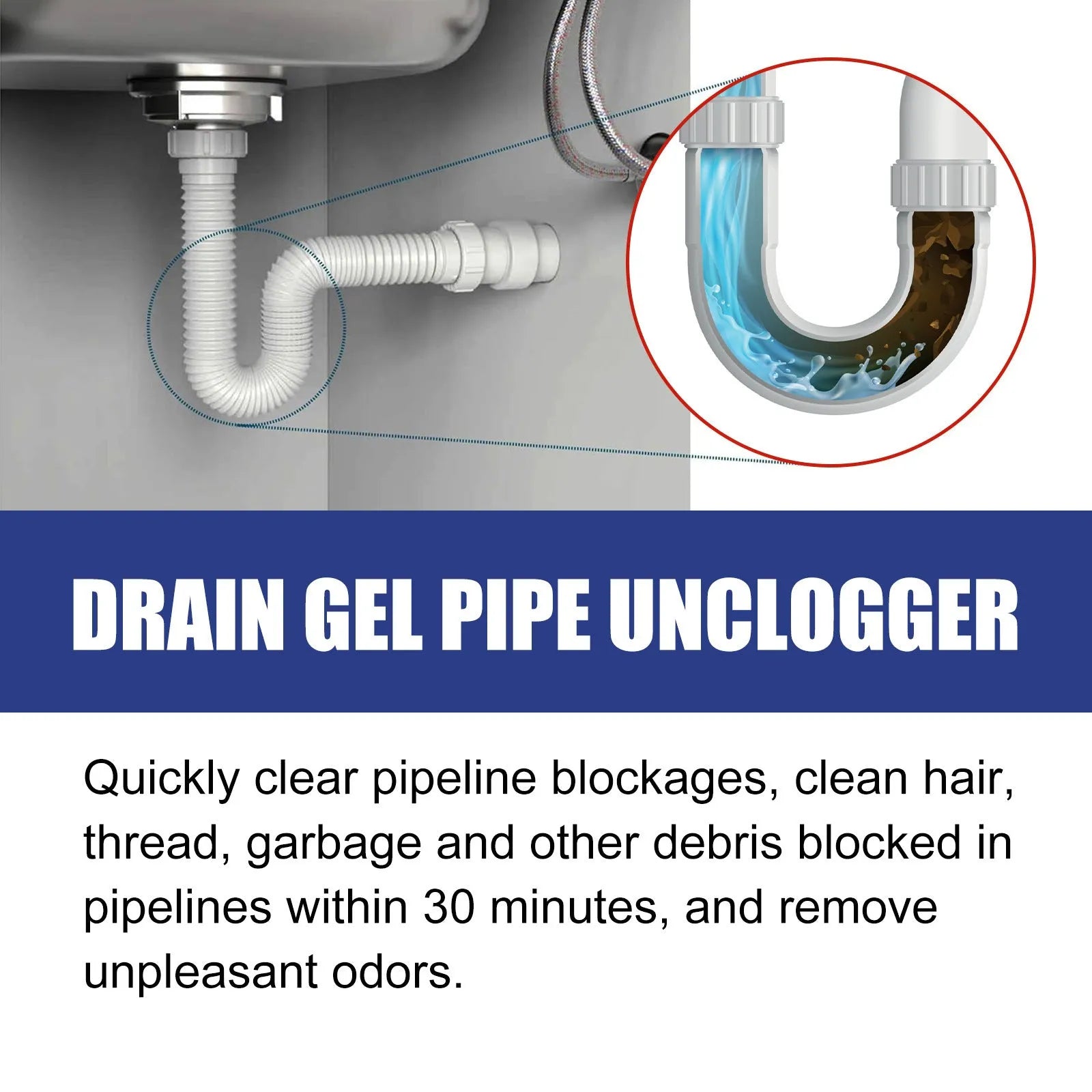 100g pipe dredge agent bottle for sewer and toilet cleaning, dimensions 11x4.3x4.3cm