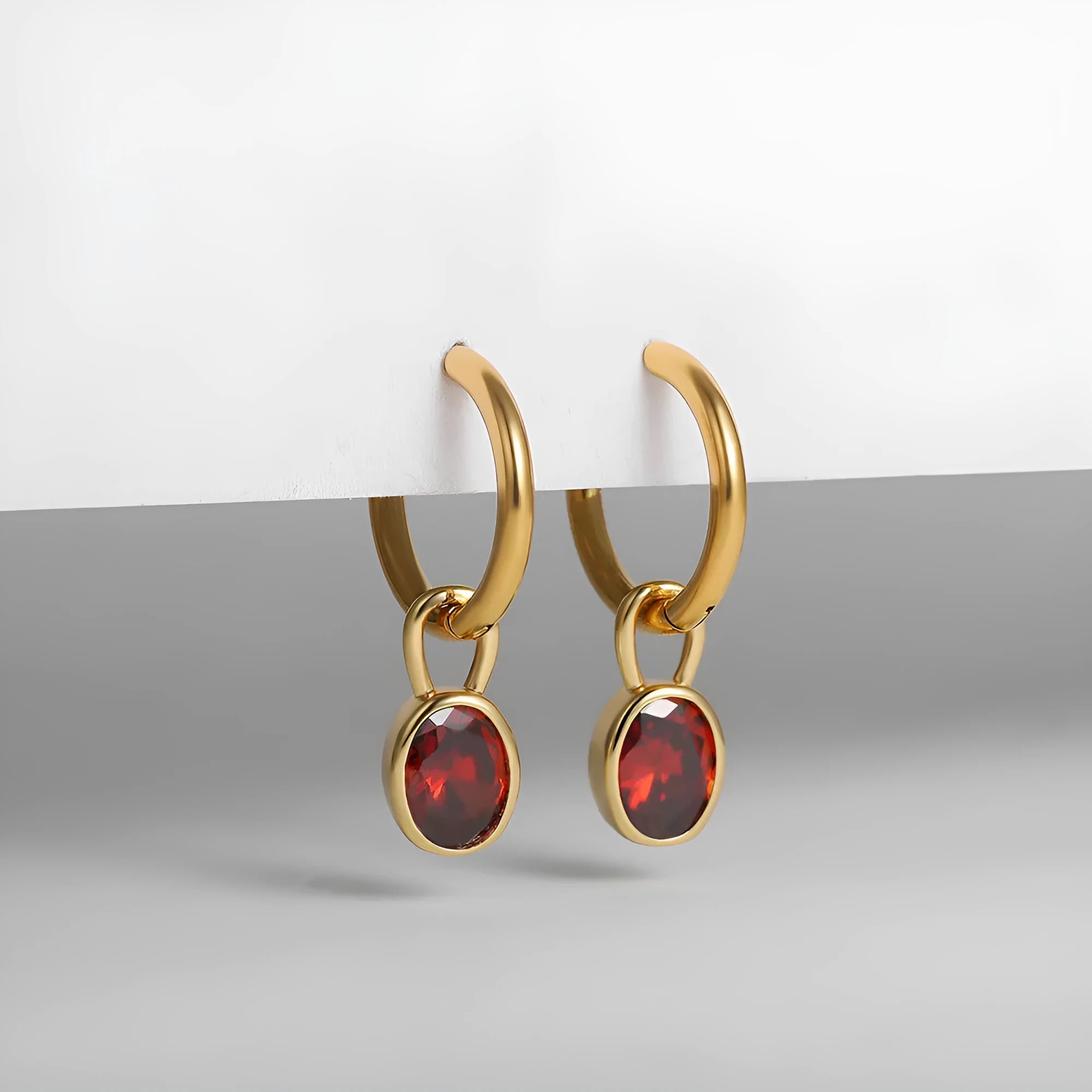 Women's copper oval zircon earrings in retro style with six colour options