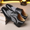 Men's black houndstooth patterned canvas lace-up shoes with a square toe and rubber sole.