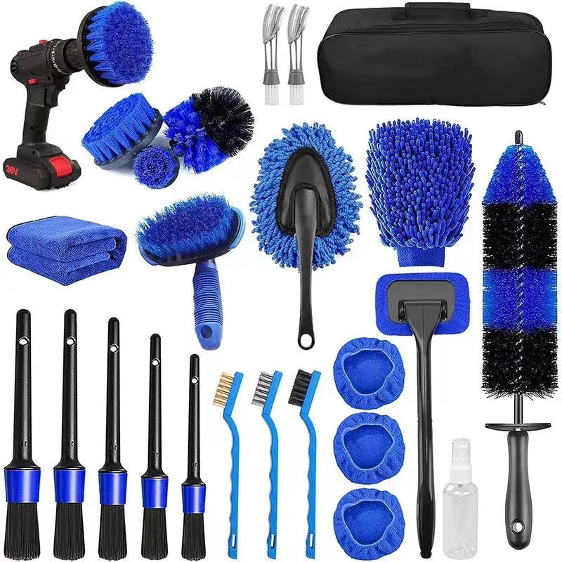 26-piece automotive cleaning brush kit with polypropylene construction