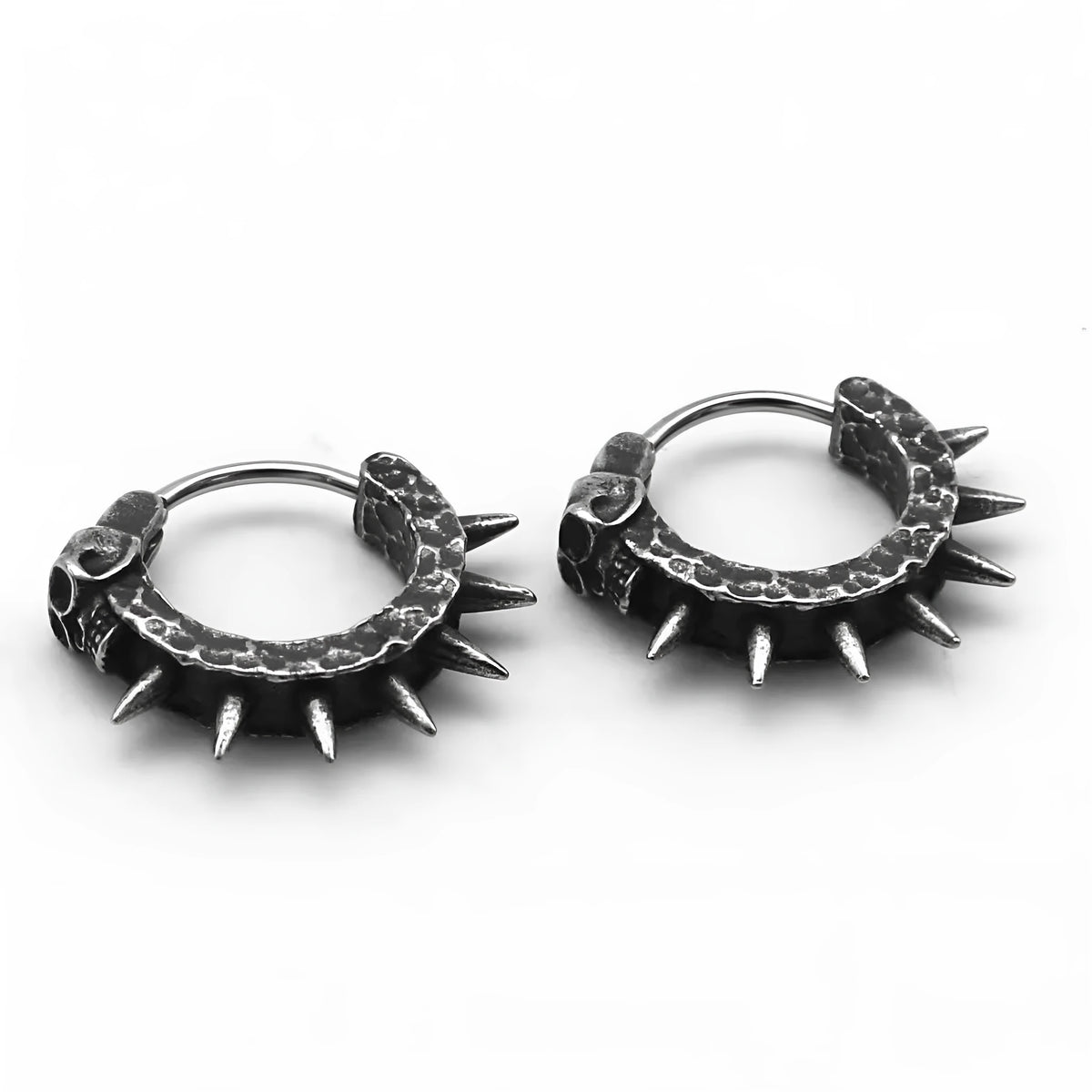 Motorcycle punk earrings with copper plastic finish and retro black geometric design for men and women