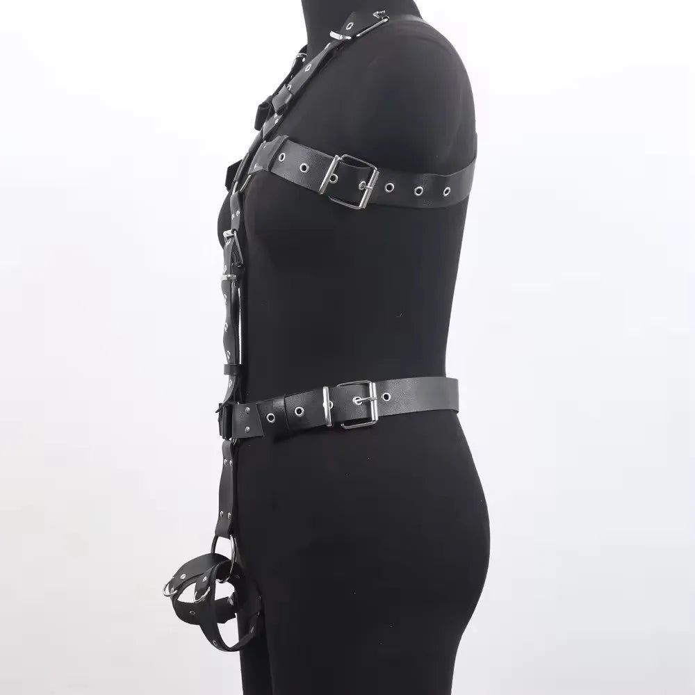 Black patent leather women's shapewear corset belt with thin buckle