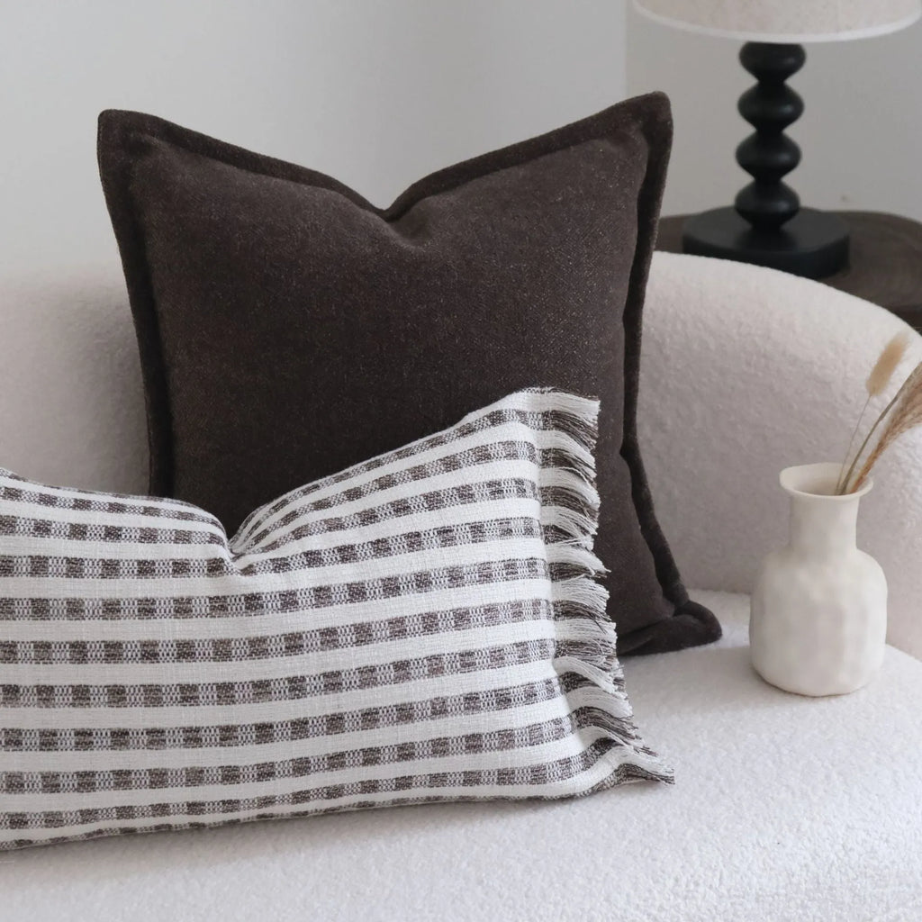 Coffee brown Chinese classical style decorative pillow cushion with stripe pattern in 45x45cm size