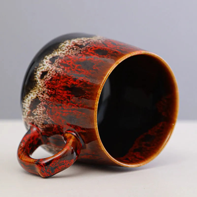 Creative couple-themed coffee mug with retro design, 8.5cm tall with 400ml capacity