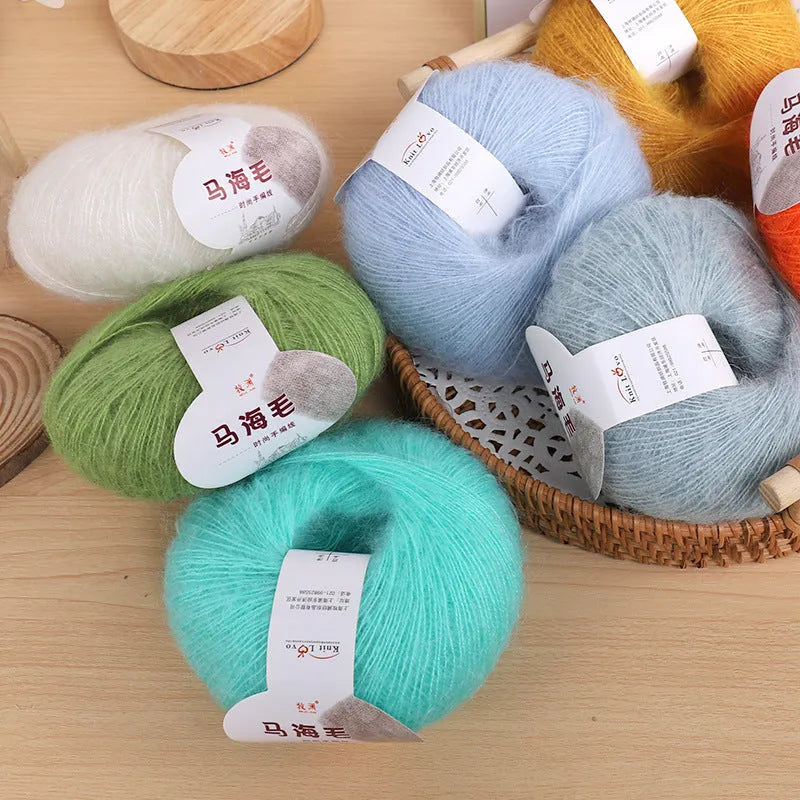 Mohair scarf DIY kit with wool ball and Inverness thread in assorted colours