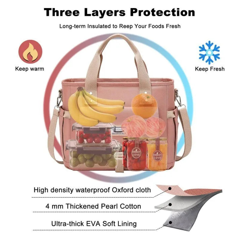 Cube-style hiking picnic bag with removable shoulder strap and side pocket in Oxford cloth