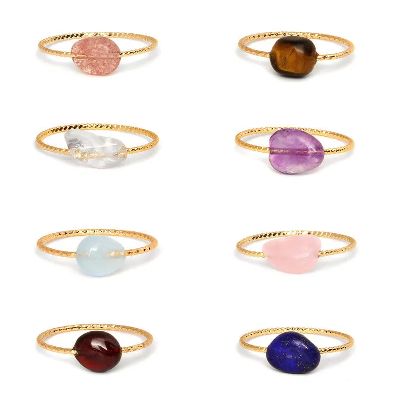 Women's coloured agate ring with geometric design showing natural stone variations