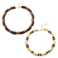 Women's layered alloy necklace and bracelet set with round pendants and regular chain design