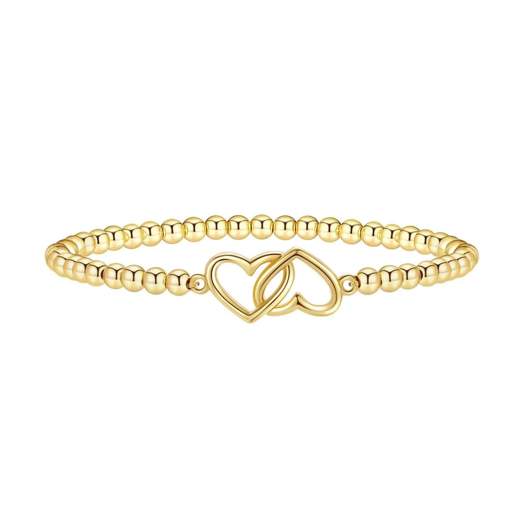 Adjustable stainless steel beaded bracelet in geometric design with round elements