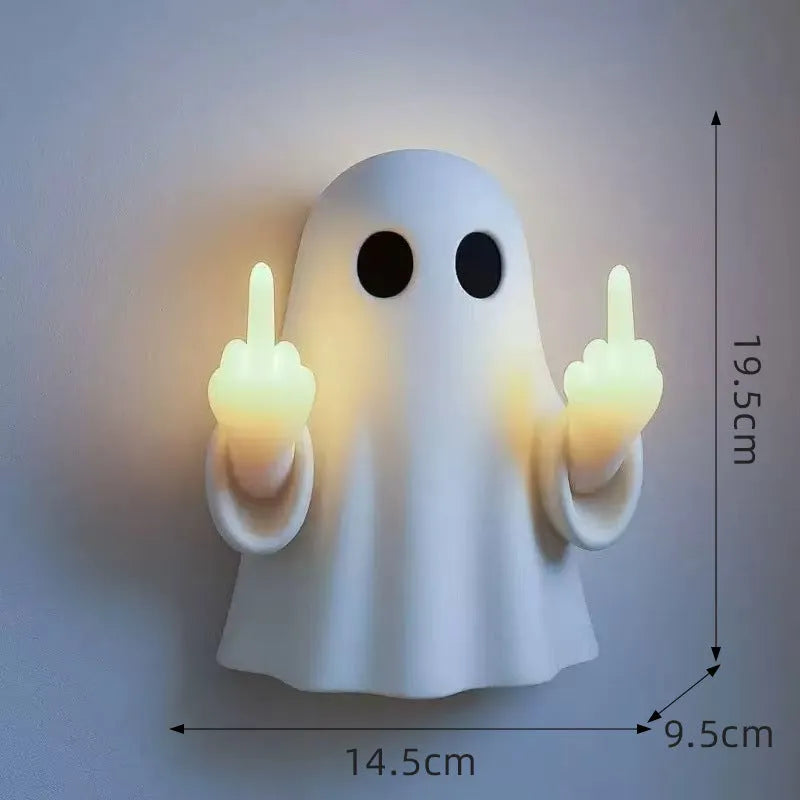 Plastic ghost statue night lamp Halloween decoration in white or black colour options