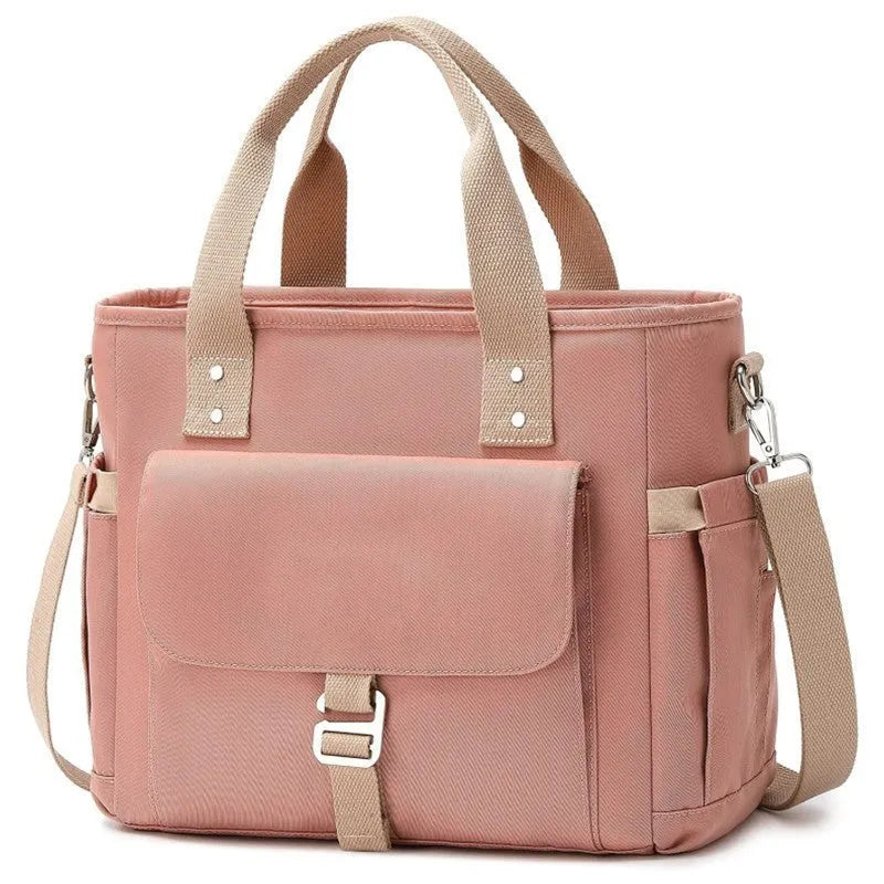 Cube-style hiking picnic bag with removable shoulder strap and side pocket in Oxford cloth