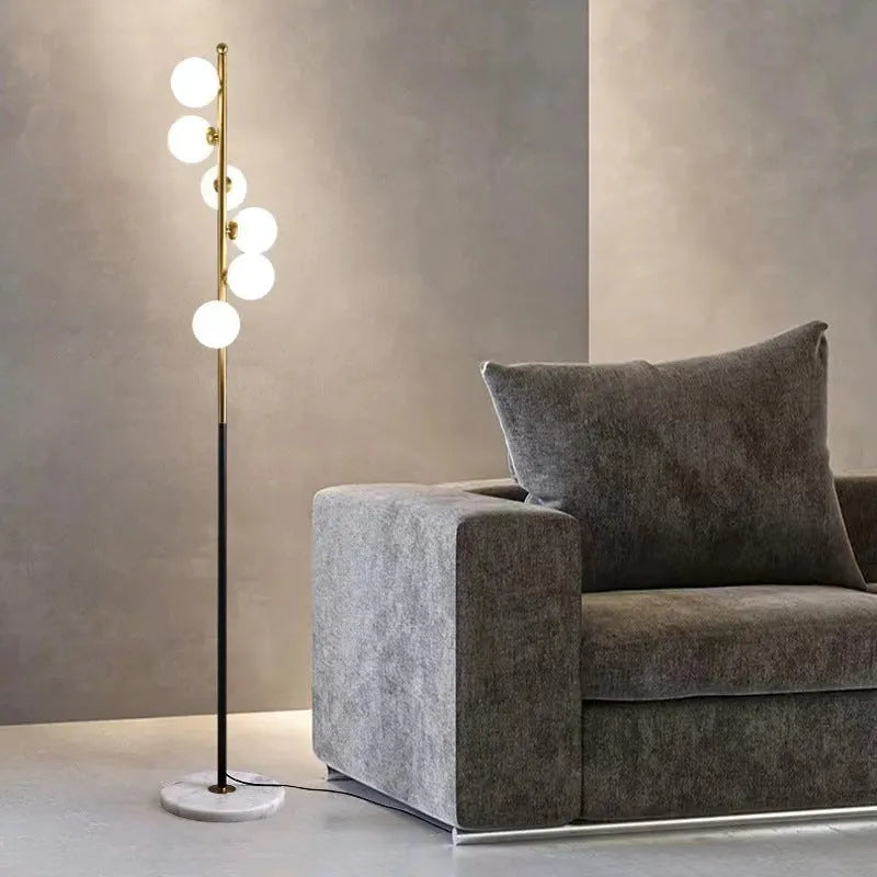 Modern Nordic floor lamp with iron base and marble foundation, 154cm tall with 23cm diameter