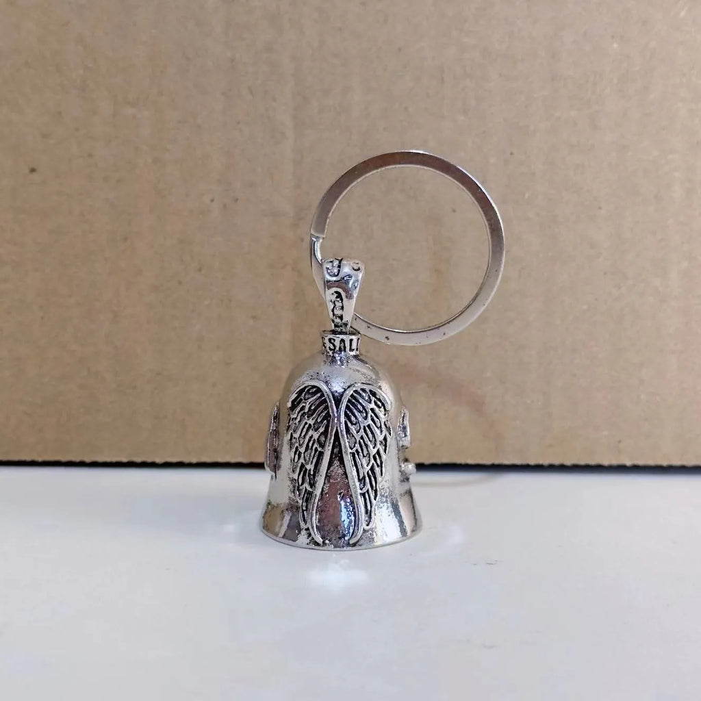 Vintage angel feather keychain and necklace set in white alloy with wings design