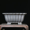 Purple sand ceramic square bonsai pot with classical styling for desktop plant display