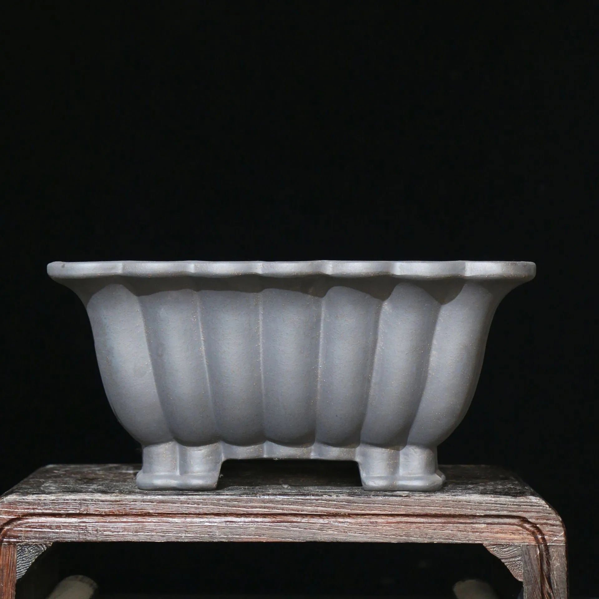 Purple sand ceramic square bonsai pot with classical styling for desktop plant display