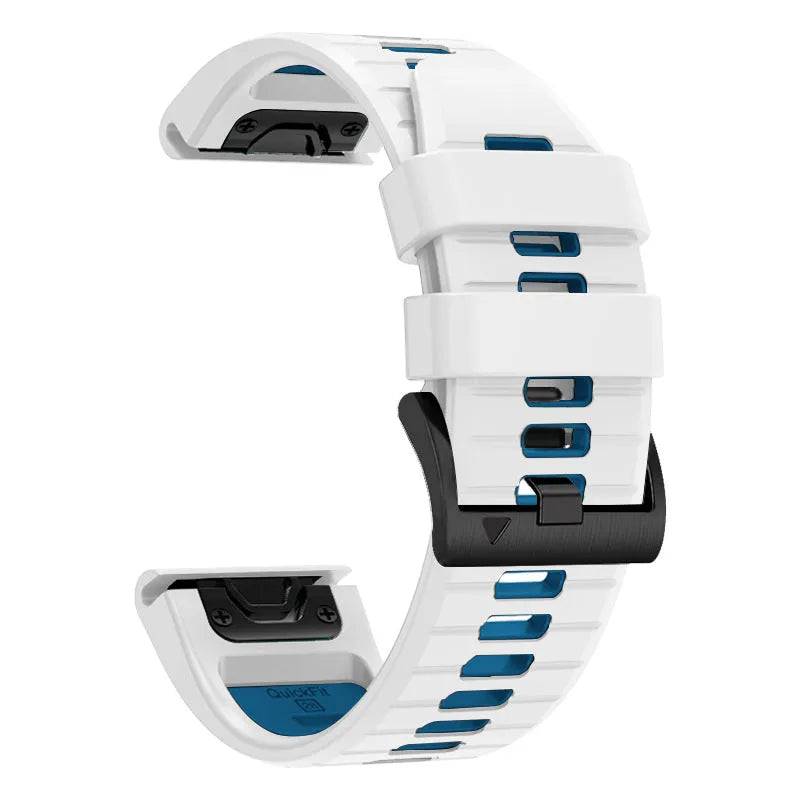 Fenix87pro6 two-colour quick release silicone strap for Garmin Fenix watches in multiple colour options.