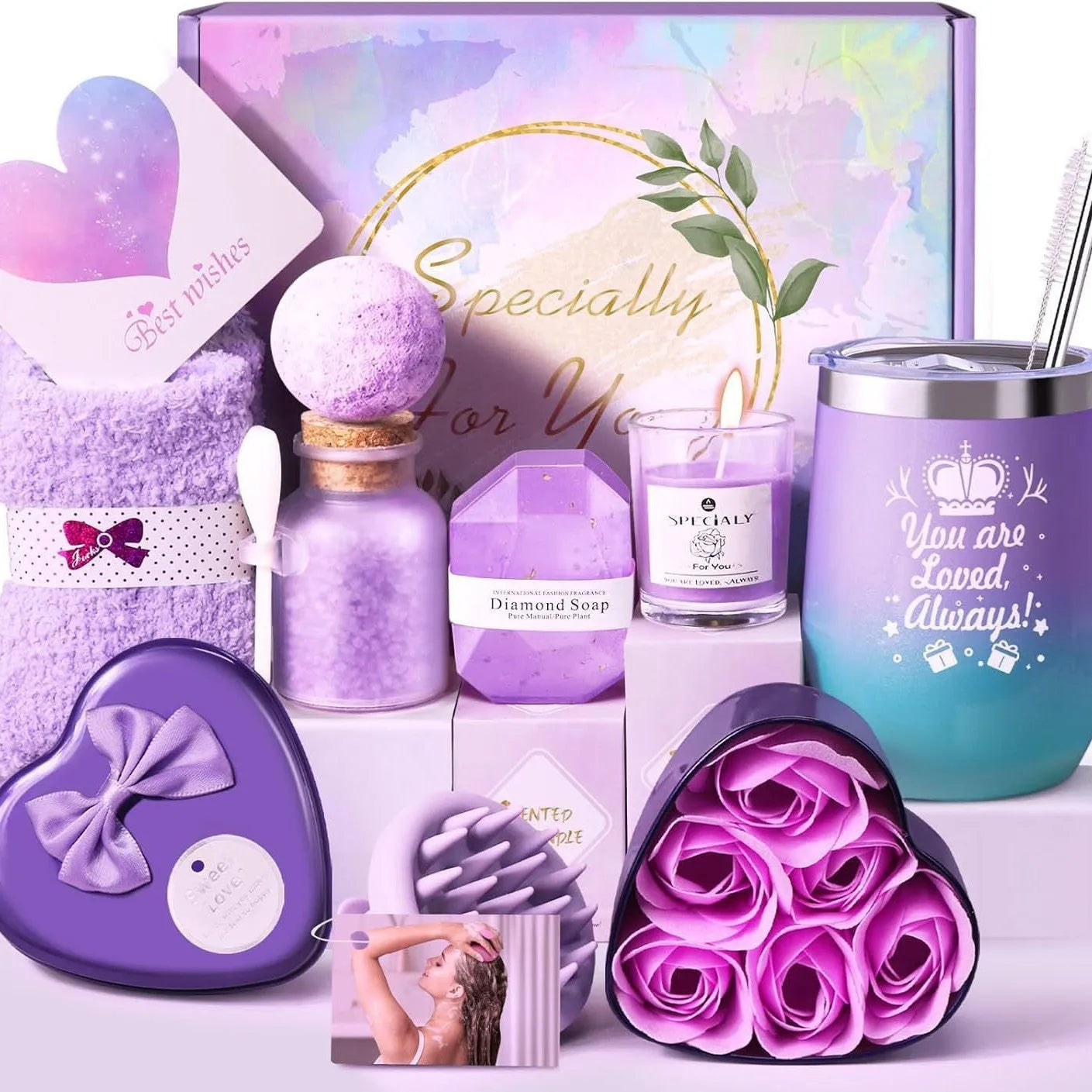 Soy wax aromatherapy candle bath set gift box showing multiple colour options