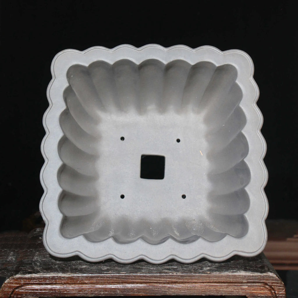 Purple sand ceramic square bonsai pot with classical styling for desktop plant display