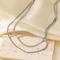 Retro double layer twist stainless steel necklace with geometric titanium steel pendant on snake bones chain