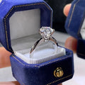 White gold plated six-claw zircon ring geometric design unisex jewellery