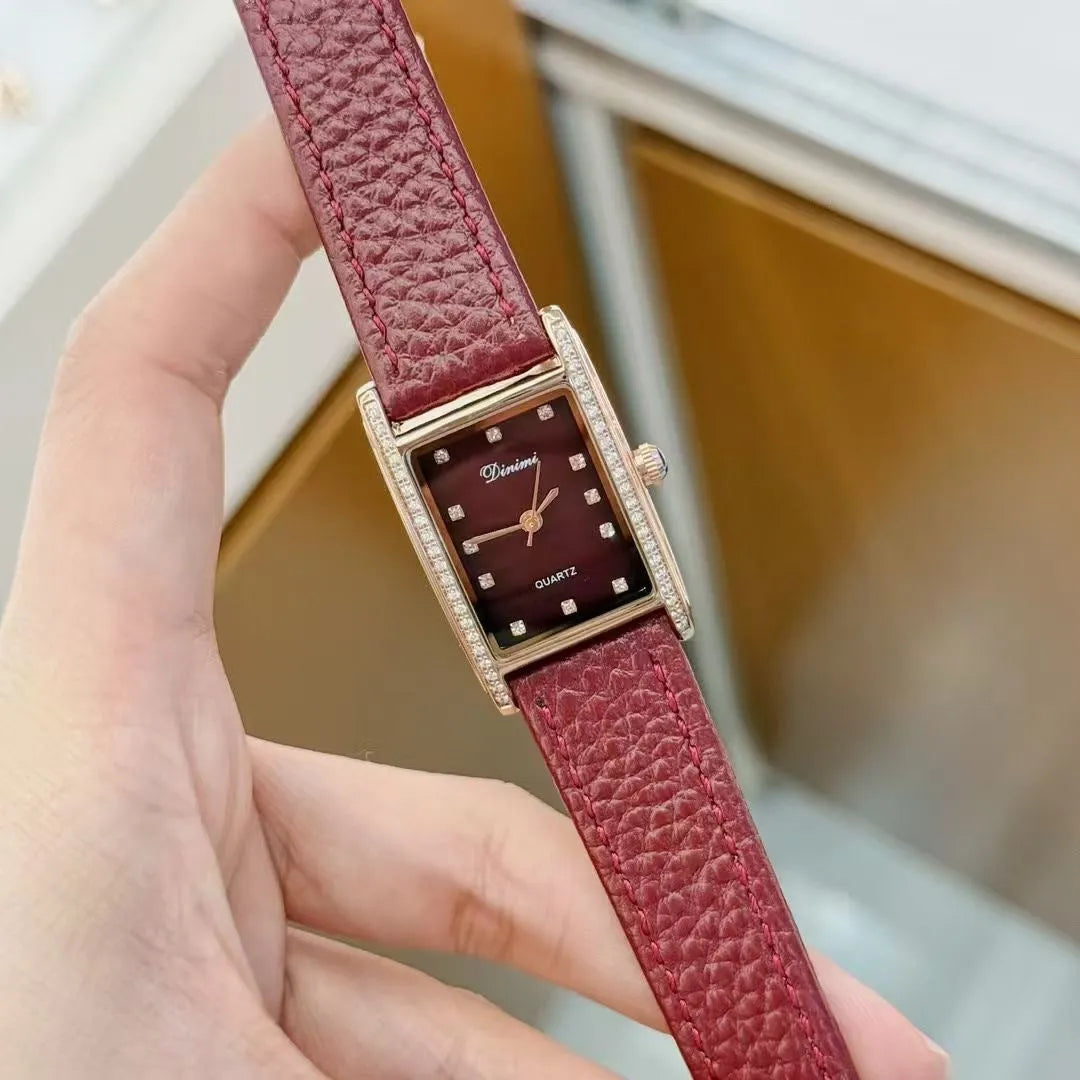 Alloy Ankela women's watch with octagonal diamond and rose gold Chinese style design details