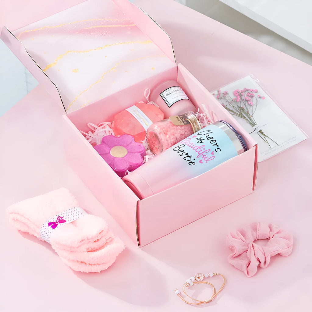 Soy wax aromatherapy candle bath set gift box showing multiple colour options
