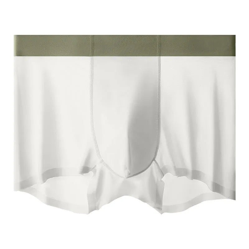 Ice Silk men's graphene antibacterial seamless shorts in bean green colour